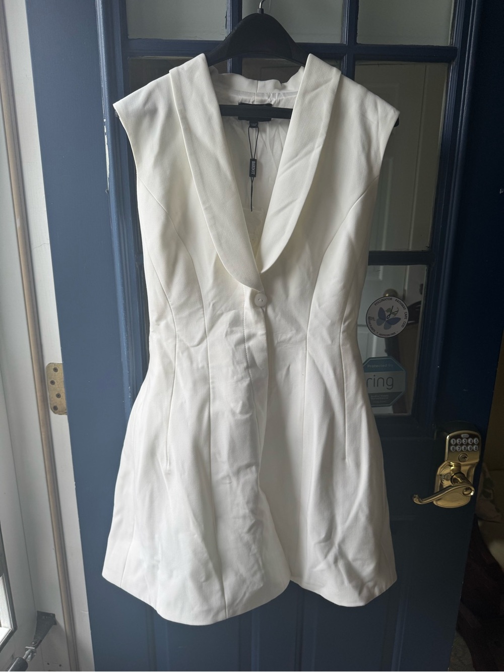 Bardot Cream Shawl Collar Single-Button Fit & Flare Mini Dress